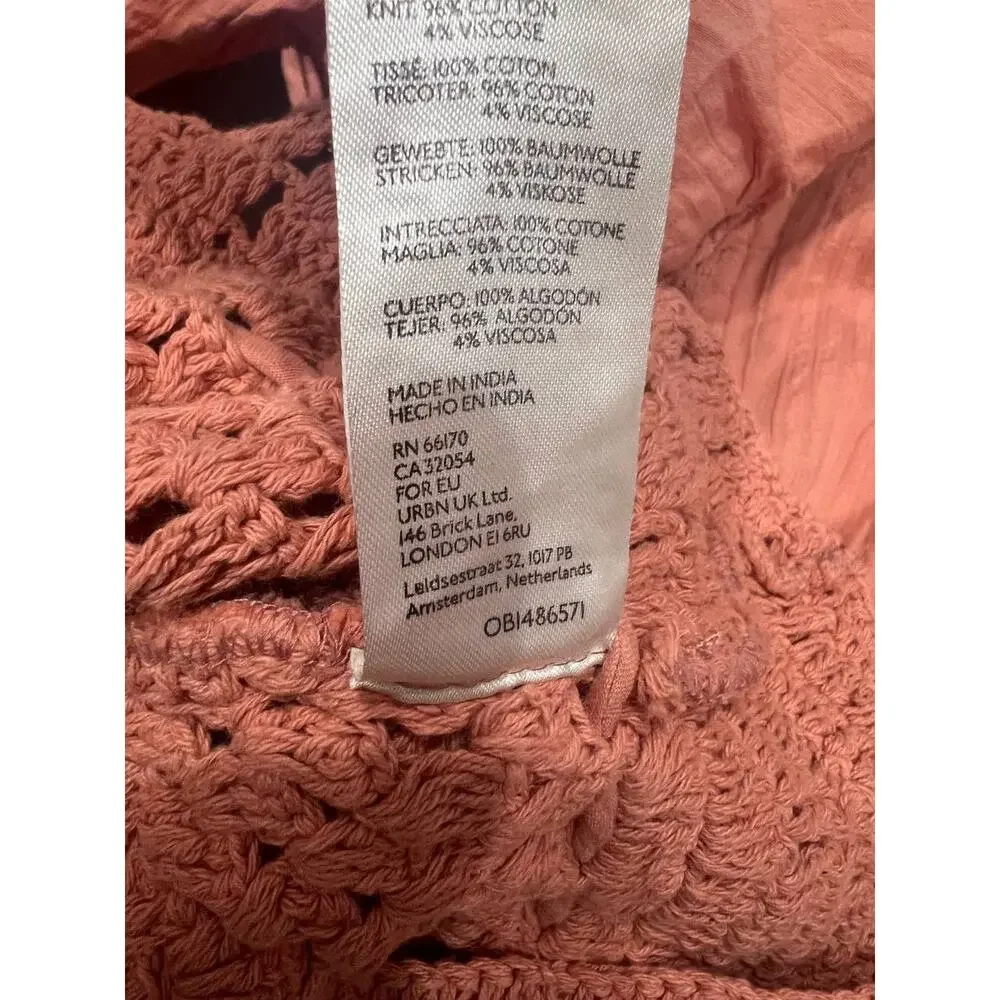 Free People Megan Y2K preppy halter babydoll Crochet Top Coral Sand XS A004059